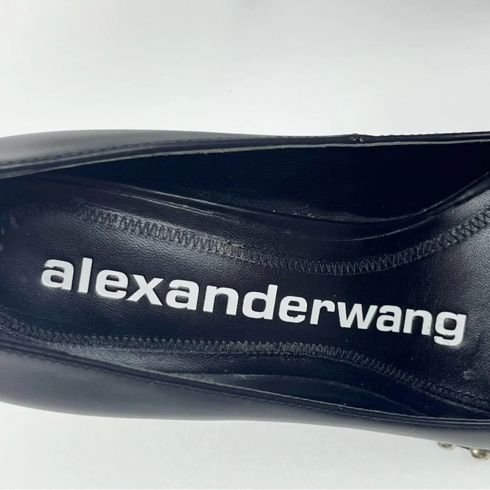 Alexander Wang Studded Black Pumps Pointed Toe Heel Leather Rie SZ 35 US 5 - Picture 10 of 13